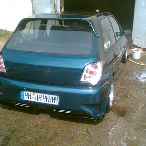 Fiesta '00 Heckstoßstange, um 6cm in der Höhe gekürzt mit Makrolon Schwert