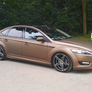 Mein Ex Mondeo MK4 Titanium S 2.5 T, Komplettfolierung Folienjohnny.de in 3M mattbraun Metallic, KW Gewindefw, Oxigin 18 8,5x19, LED TFL