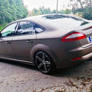 Mein Ex Mondeo MK4 Titanium S 2.5 T, Komplettfolierung Folienjohnny.de in 3M mattbraun Metallic, KW Gewindefw, Oxigin 18 8,5x19, LED TFL