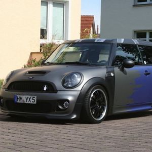 Mein Ex MINI Clubman Cooper S R55, Komplettfolierung Folienjohnny.de CFC matt anthrazit und matt blau, AP Gewindefw, Dotz Shift 7x17, LED TFL